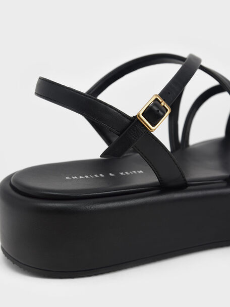 Strappy Padded Flatforms, Black, hi-res