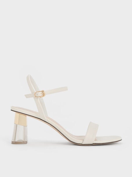 Clear Trapeze Heel Sandals, Chalk, hi-res