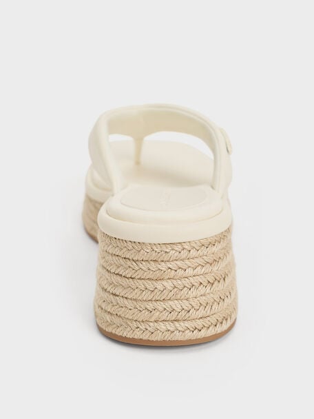 Espadrille Thong Sandals, Cream, hi-res