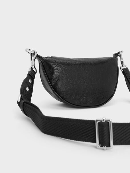 Philomena Half-Moon Crossbody Bag, Noir, hi-res