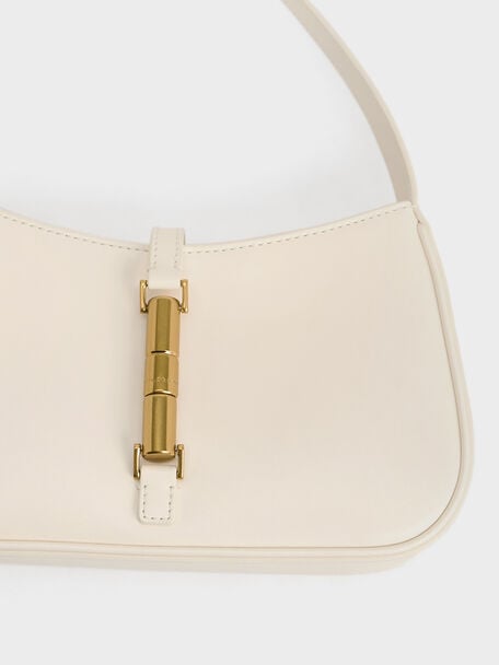 Cesia Metallic Accent Shoulder Bag, Cream, hi-res