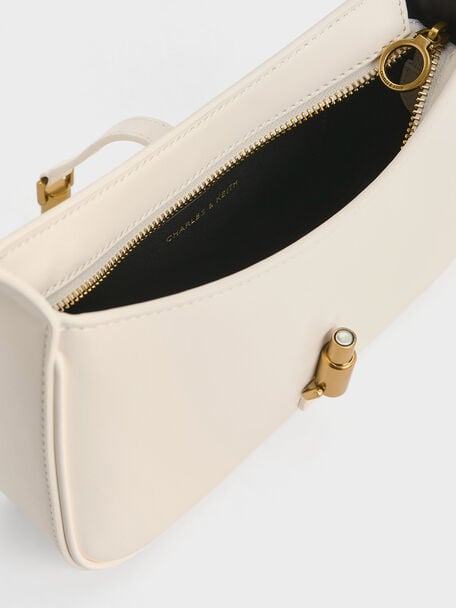 Cesia Metallic Accent Shoulder Bag, Cream, hi-res