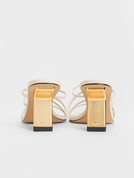 Orly Leather Strappy Slant-Heel Mules, White, hi-res