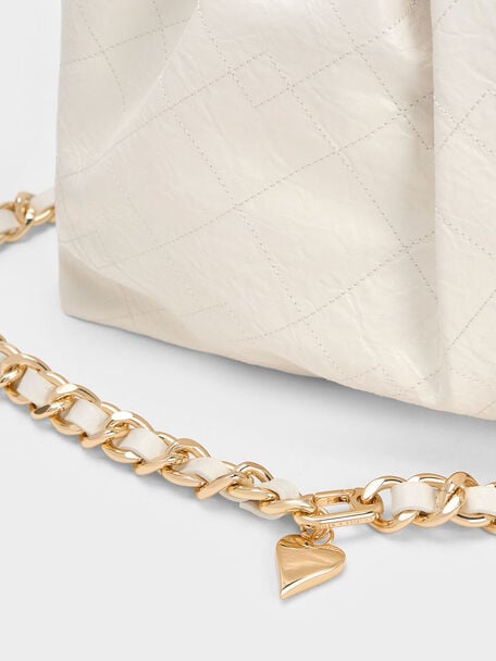 Duo Double Chain Hobo Bag, Cream, hi-res