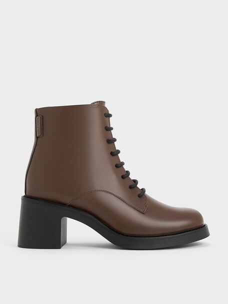 Hester Block Heel Ankle Boots, Dark Brown, hi-res