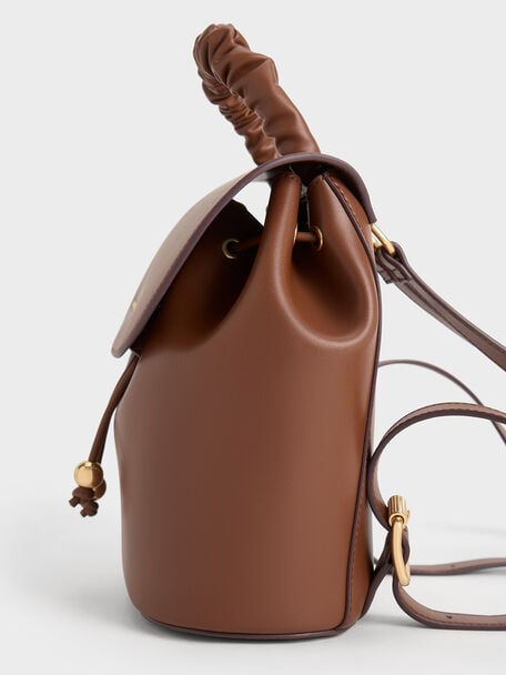 Eve Ruched-Handle Backpack, Chocolate, hi-res