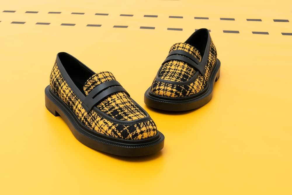 Checkered Penny Loafers, Yellow